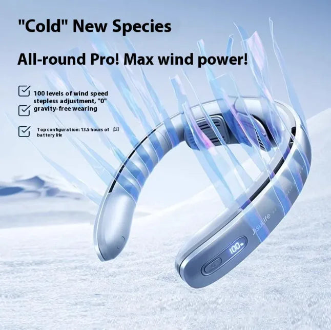 Hanging Neck Portable Rechargeable Fan, Silver Gray, 5000mAh