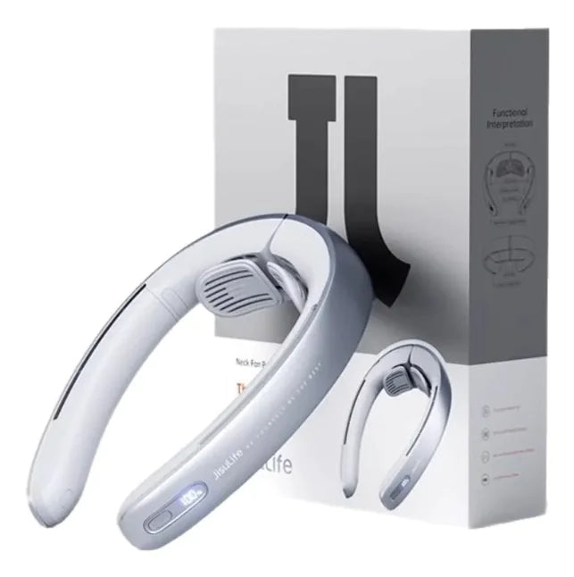 Hanging Neck Portable Rechargeable Fan, Silver Gray, 5000mAh